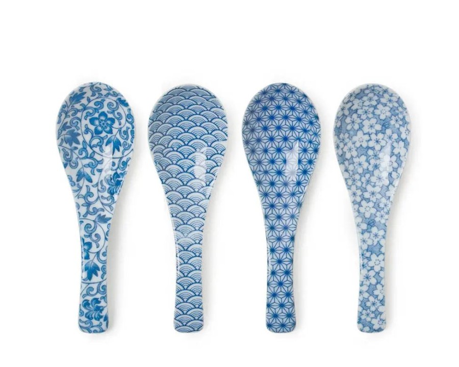Tabletop Miya Company Soup Spoons | Blue & White Soup Spoon Set
