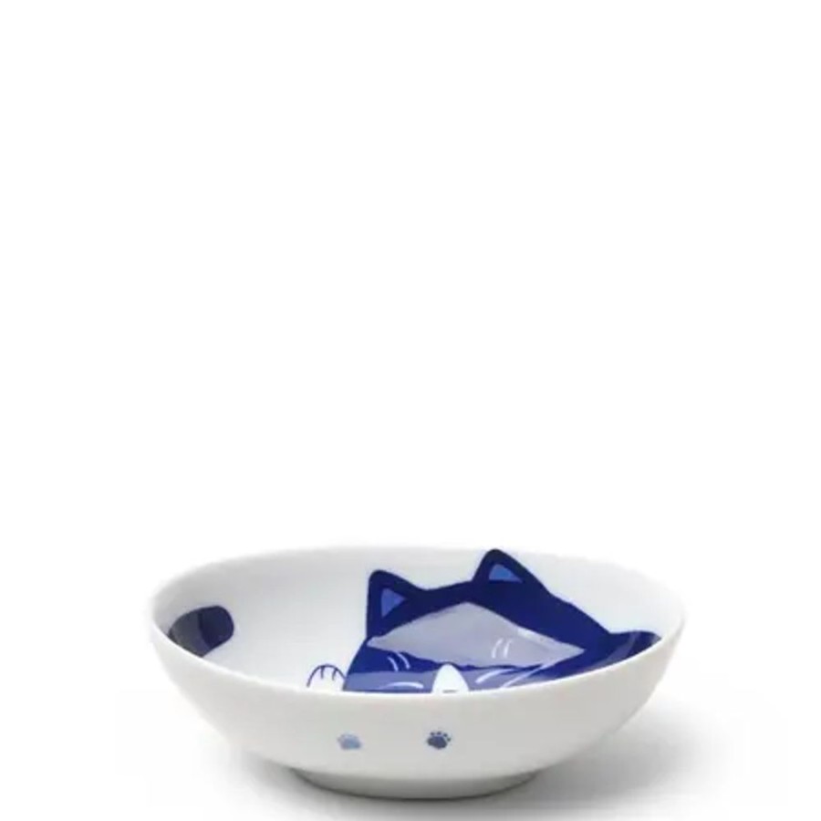 Whimsy Miya Company Bowls | Blue Cats 5" X 3.75" Oval Bowl