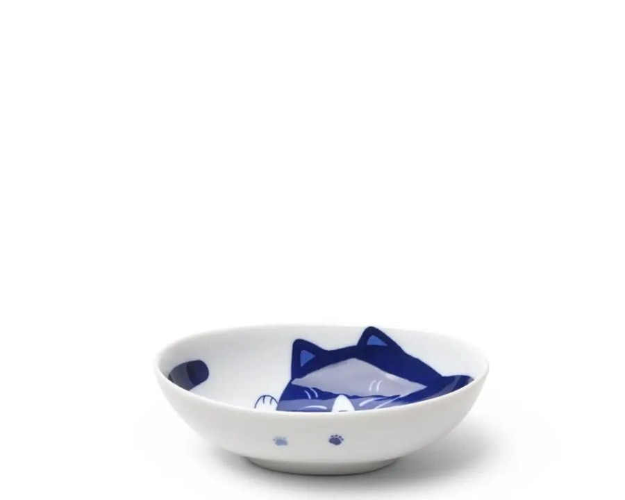Whimsy Miya Company Bowls | Blue Cats 5" X 3.75" Oval Bowl