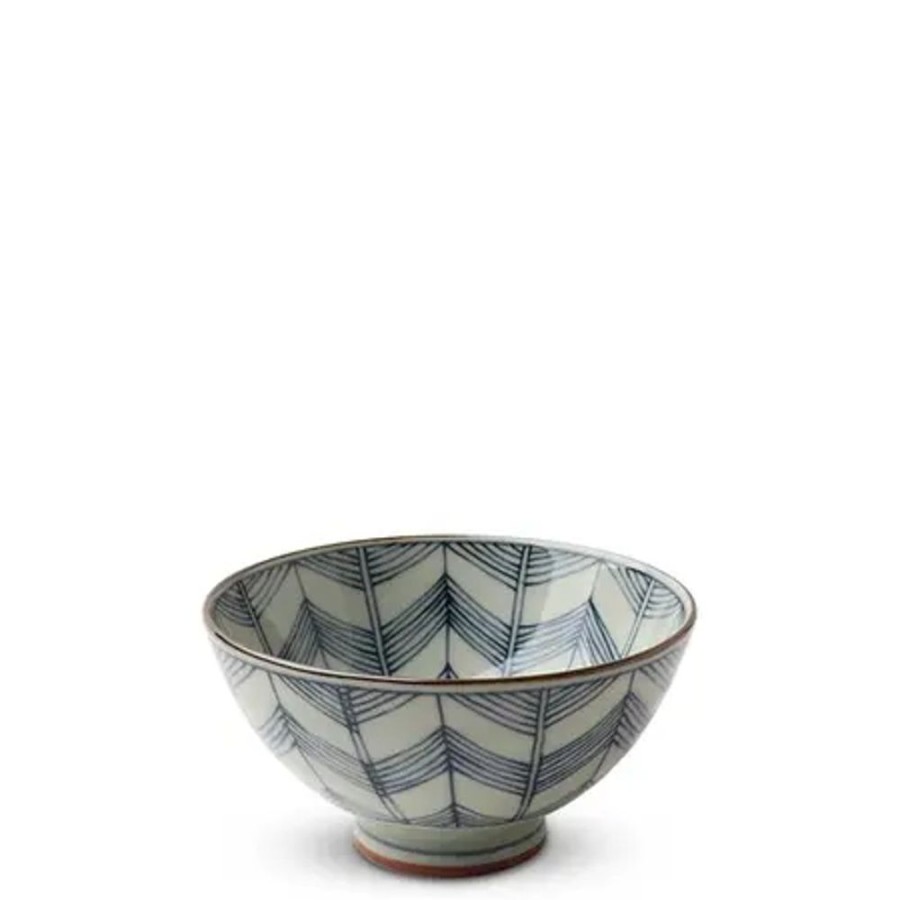 Tabletop Miya Company Rice Bowls | Celadon Chevron 4.5" Rice Bowl