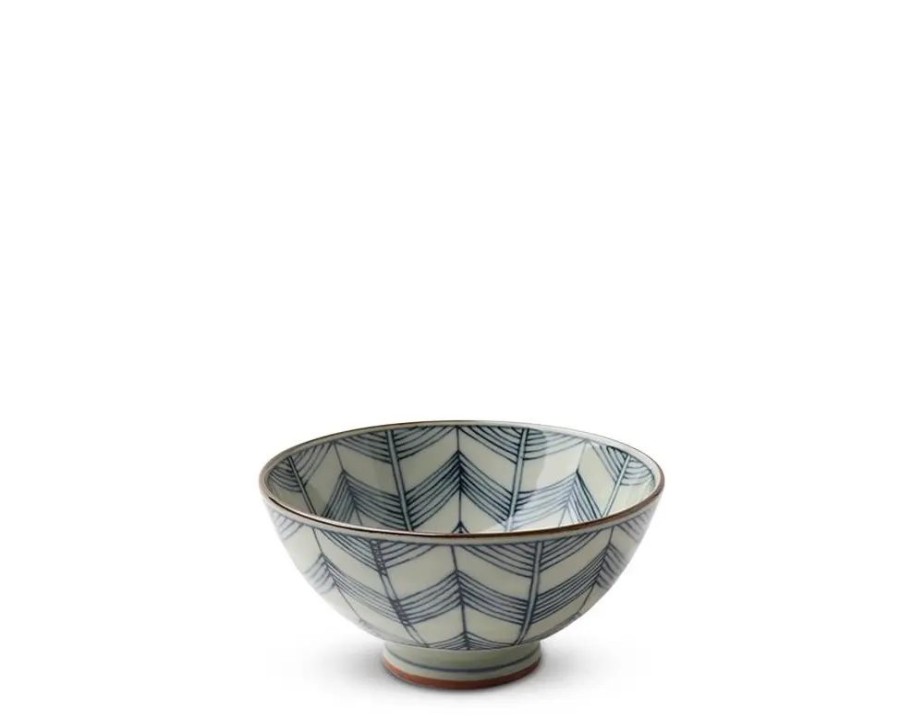 Tabletop Miya Company Rice Bowls | Celadon Chevron 4.5" Rice Bowl