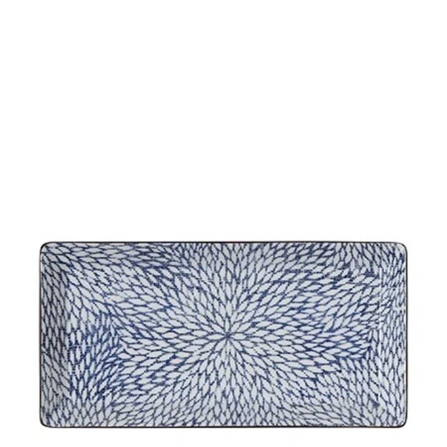 Tabletop Miya Company Medium Plates | Aizome Mums Rectangle Plate