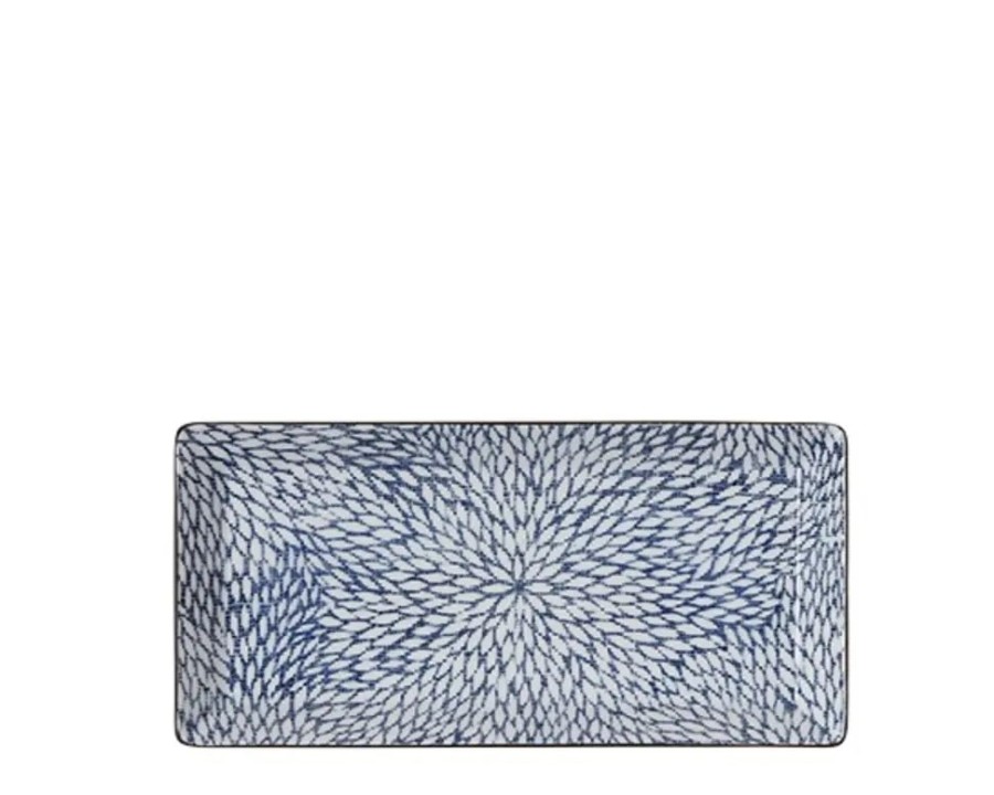 Tabletop Miya Company Medium Plates | Aizome Mums Rectangle Plate