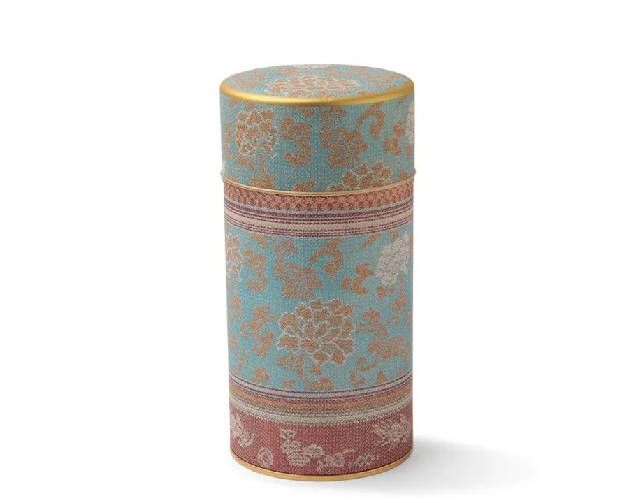 Tabletop Miya Company Teaware Accessories | Tea Canister Brocade Peony Blue