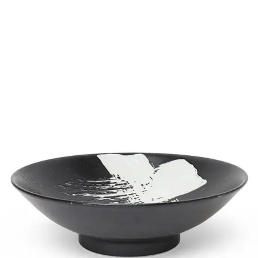 Tabletop Miya Company Serving Bowls & Plates | White Brush Stroke 9.75" Serving Bowl