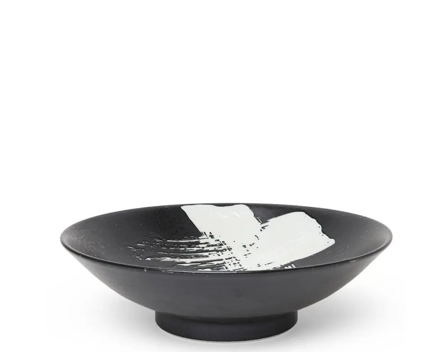 Tabletop Miya Company Serving Bowls & Plates | White Brush Stroke 9.75" Serving Bowl