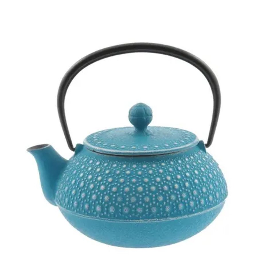 Tabletop Miya Company Teapots - Cast Iron | Cast Iron Teapot Turquoise Honeycomb 0.65L