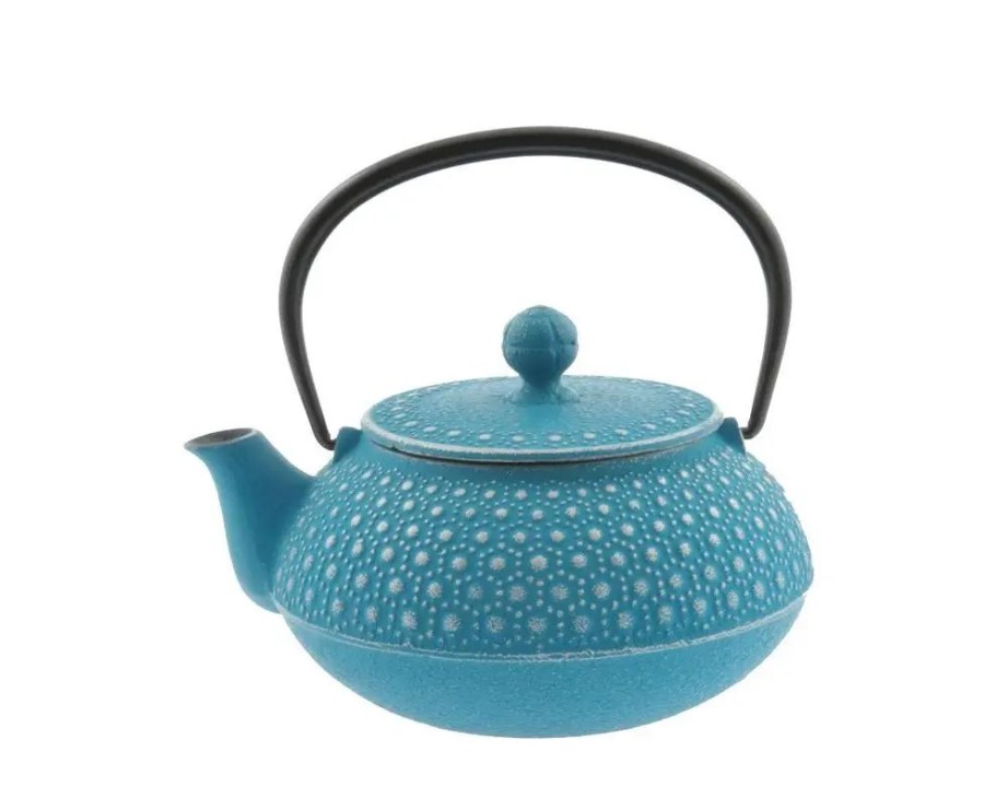 Tabletop Miya Company Teapots - Cast Iron | Cast Iron Teapot Turquoise Honeycomb 0.65L