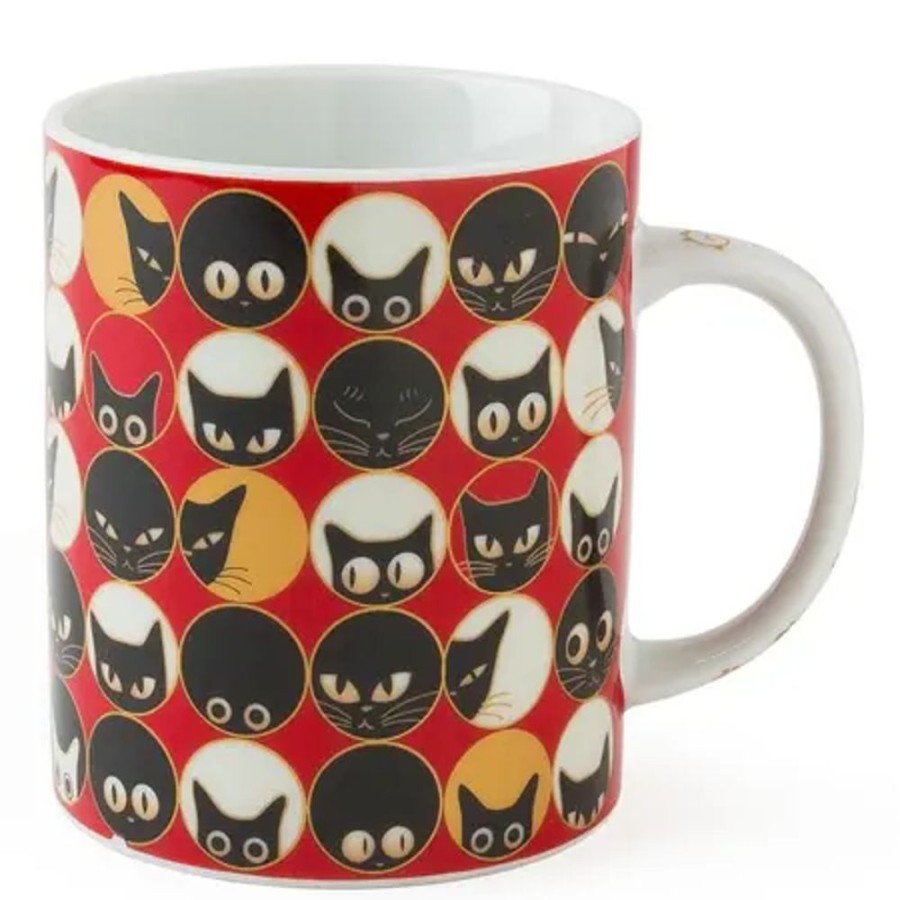 Whimsy Miya Company Cups/Mugs | Cat Eyes 8 Oz. Mug - Red