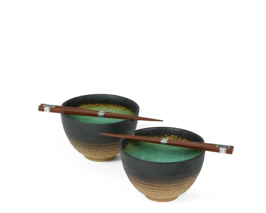Tabletop Miya Company Bowl Sets | Kosui Green 5.5" Bowl For Two Set