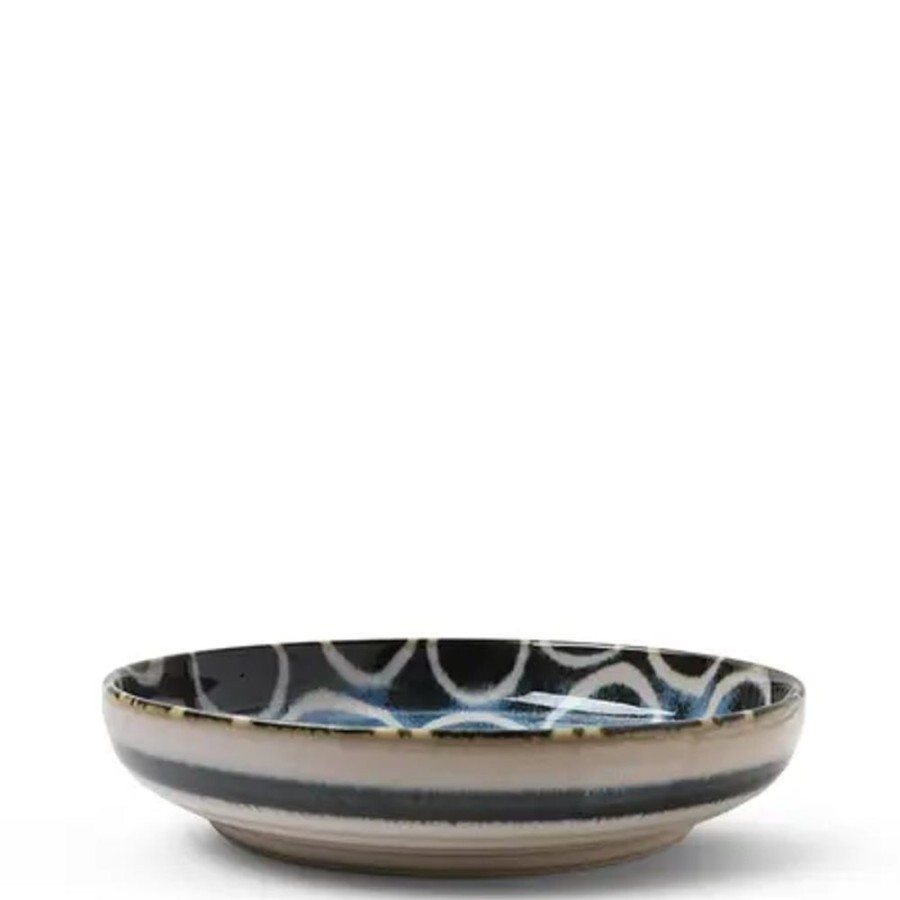 Tabletop Miya Company Shallow Bowls | Rustic White Circles 7.75" Shallow Bowl