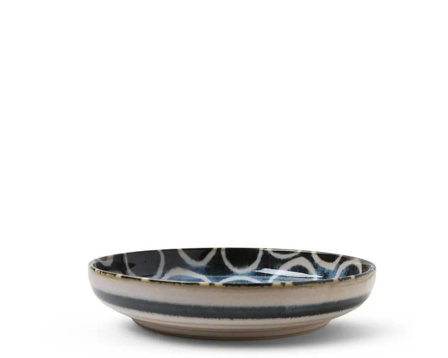 Tabletop Miya Company Shallow Bowls | Rustic White Circles 7.75" Shallow Bowl