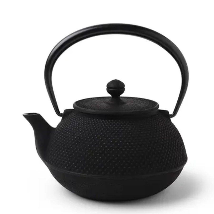 Tabletop Miya Company Teapots - Cast Iron | Cast Iron Teapot Black Hobnail 1.3L