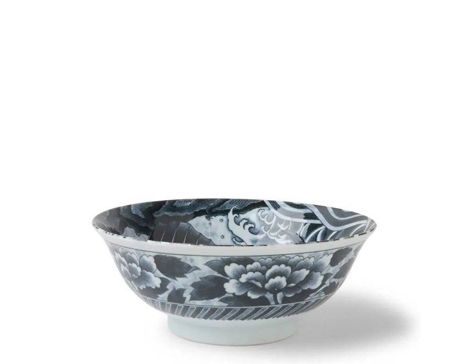 Whimsy Miya Company Bowls | Black Ko-Imari Carp Bowl 8-1/4"