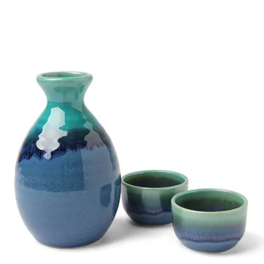 Tabletop Miya Company Sake Sets | Sake Set Jade Ocean Blue