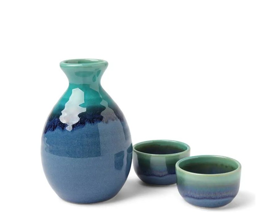 Tabletop Miya Company Sake Sets | Sake Set Jade Ocean Blue