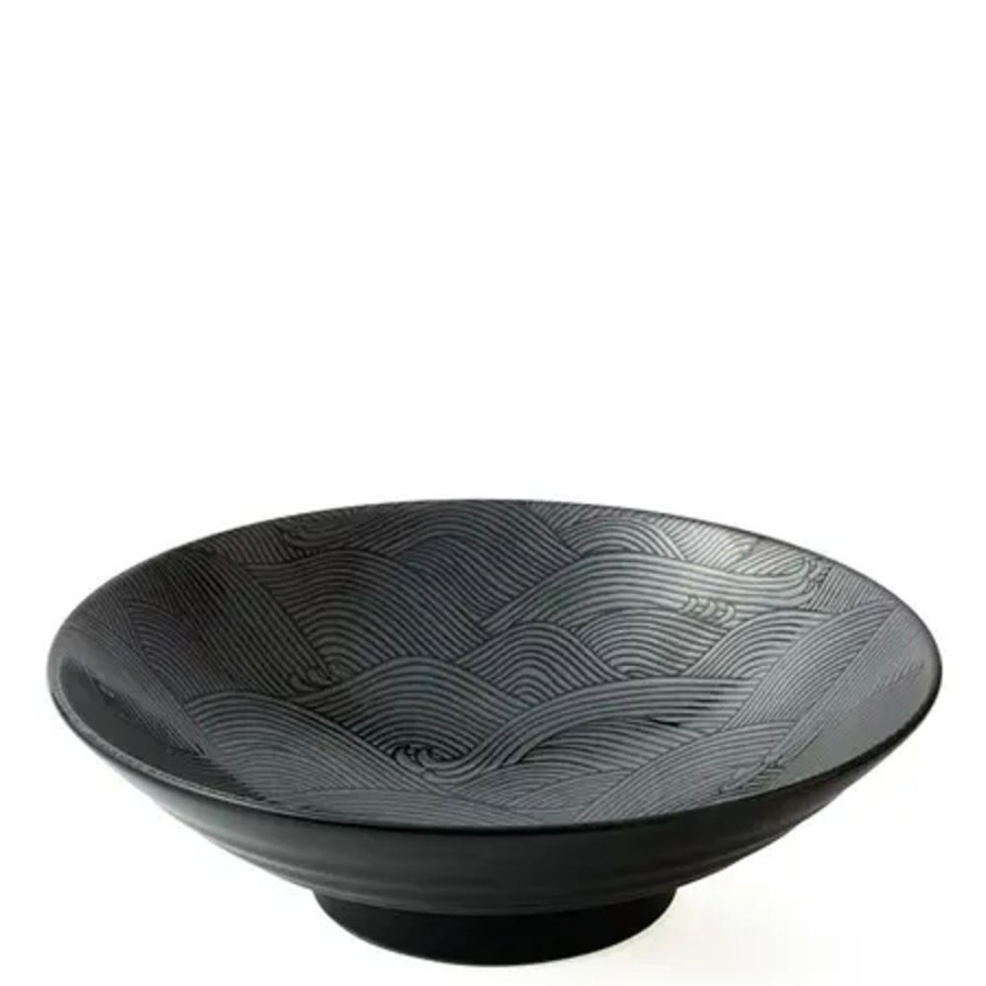 Tabletop Miya Company Serving Bowls & Plates | Aranami Black 9.75" Serving Bowl