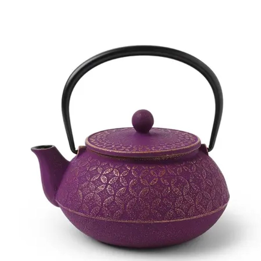 Tabletop Miya Company Cast Iron | Cast Iron Teapot Gold Purple Seven Jewels