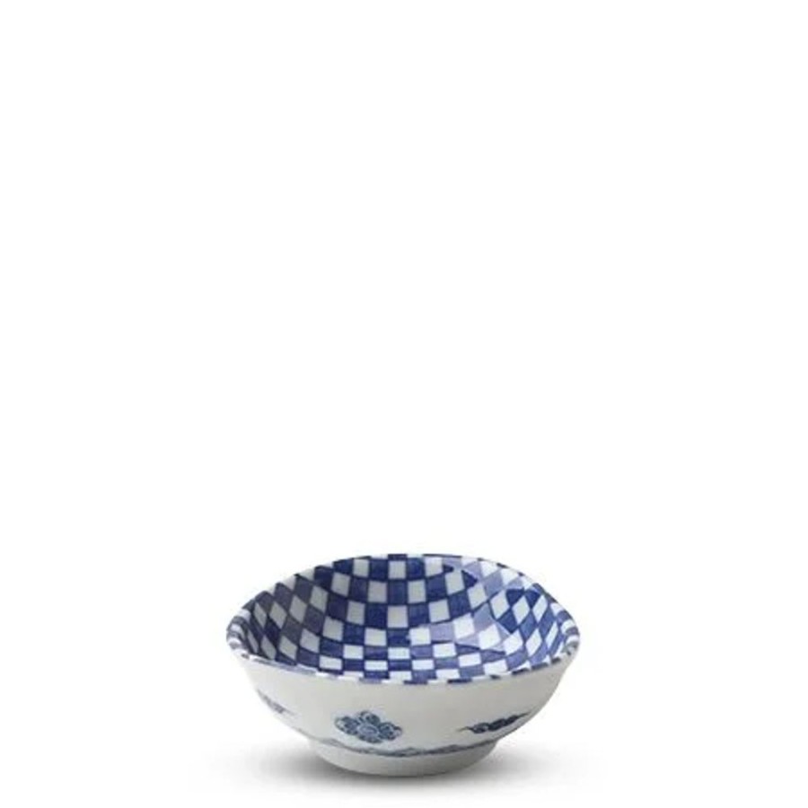 Tabletop Miya Company Sauce Dishes | Blue & White Ichimatsu 3.75" Sauce Dish