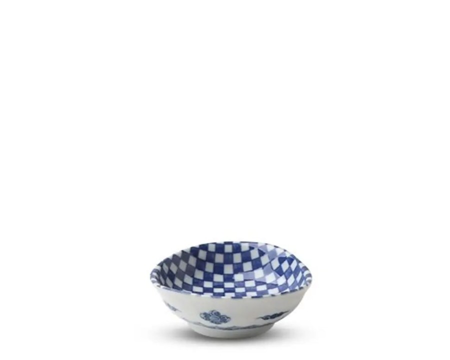Tabletop Miya Company Sauce Dishes | Blue & White Ichimatsu 3.75" Sauce Dish