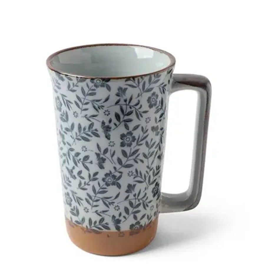 Tabletop Miya Company Mugs | Tall Mug Blue Floral 12 Oz.