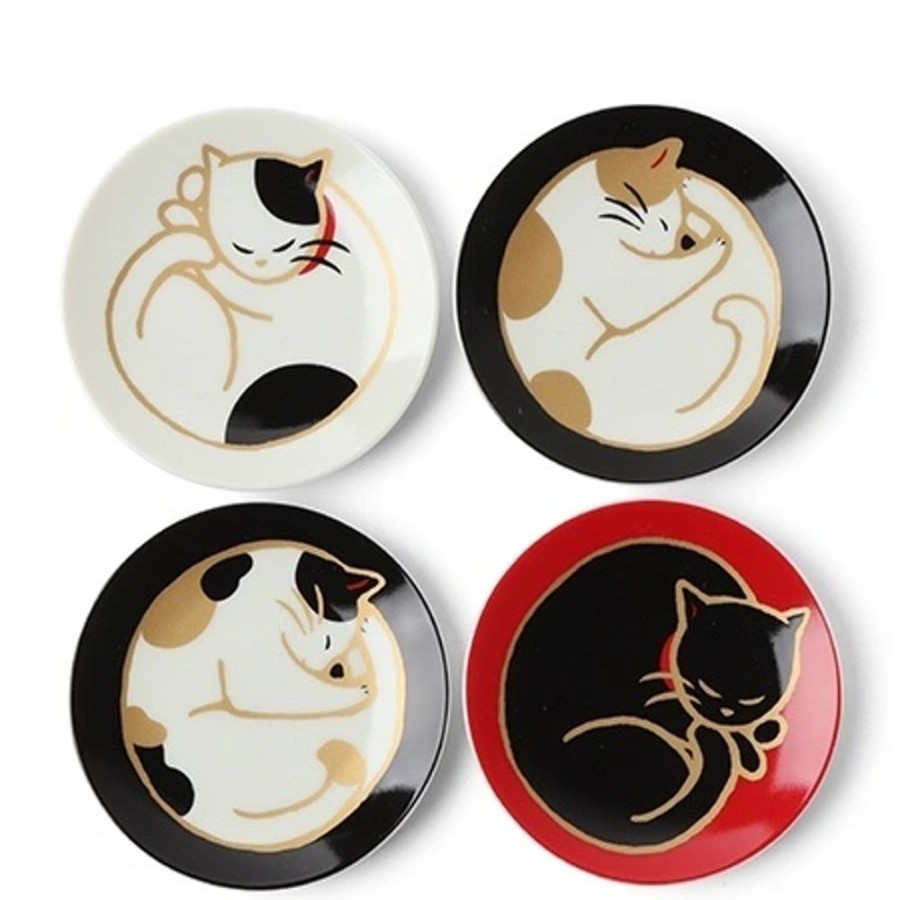 Whimsy Miya Company Plates | Sleepy Cat 3.5" Mini Plate Set/4