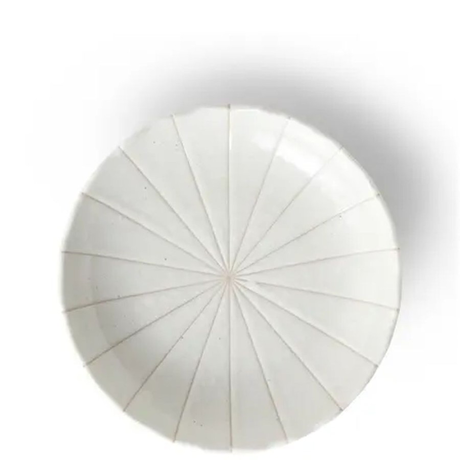 Tabletop Miya Company Medium Plates | Kasa Lines White 6.5" Plate