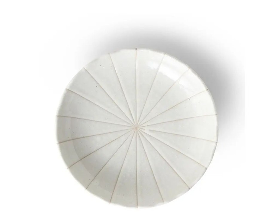 Tabletop Miya Company Medium Plates | Kasa Lines White 6.5" Plate