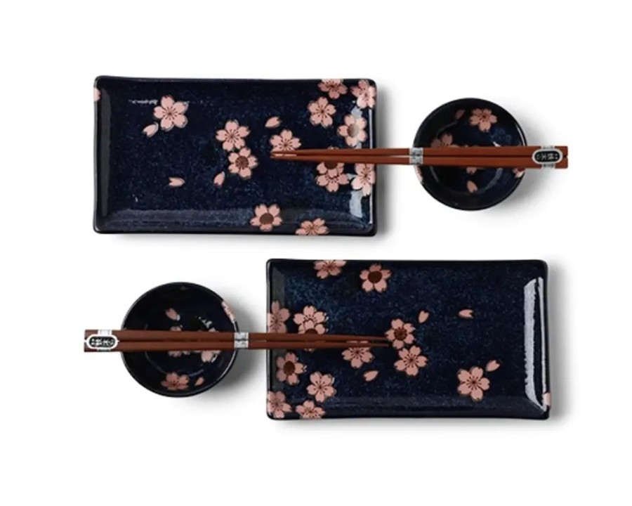 Tabletop Miya Company Plate Sets | Namako Pink Sakura Sushi For Two Set