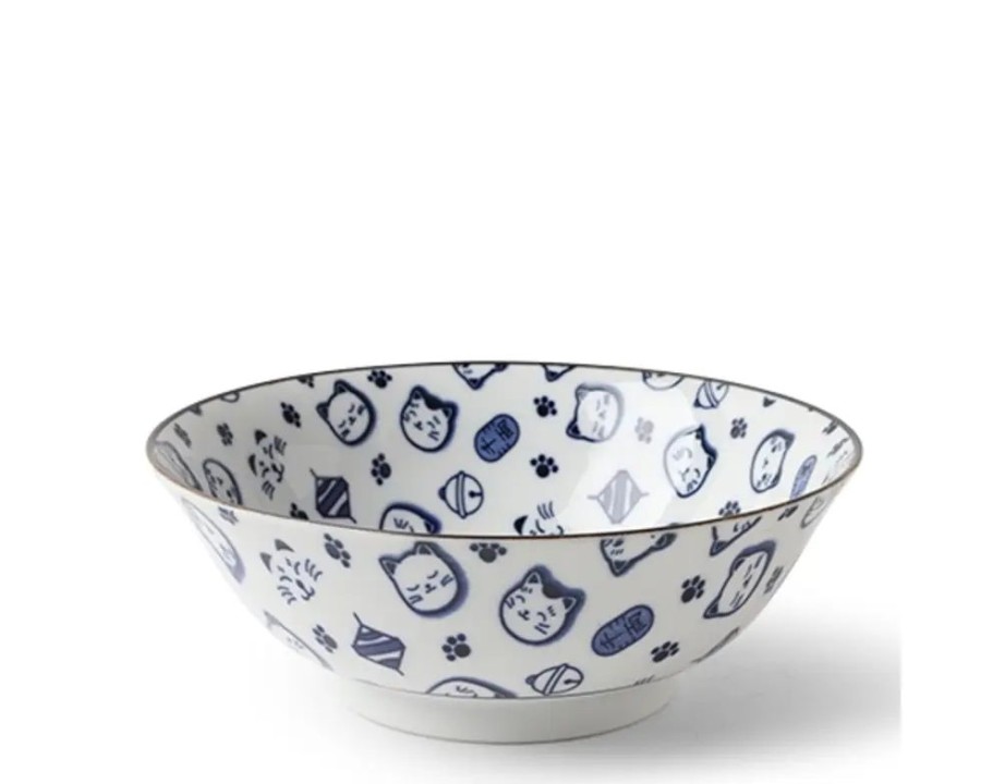 Whimsy Miya Company Bowls | Maneki Neko Blue 7.75" Bowl