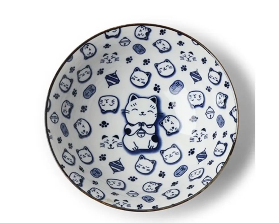 Whimsy Miya Company Bowls | Maneki Neko Blue 7.75" Bowl