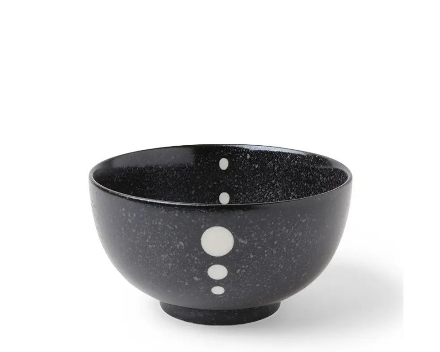 Tabletop Miya Company Medium Bowls | Satin Black White Dots 5-1/8" Bowl