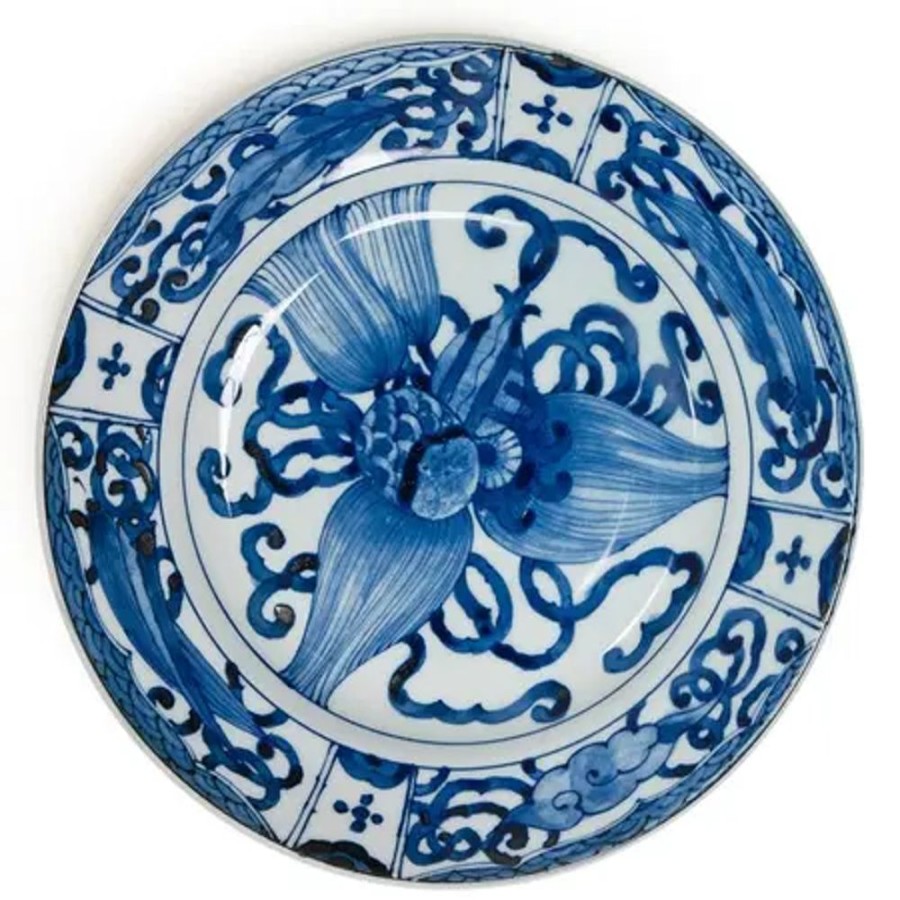 Tabletop Miya Company Large Plates | Blue & White 9.25" Plate - Takara Zukushi