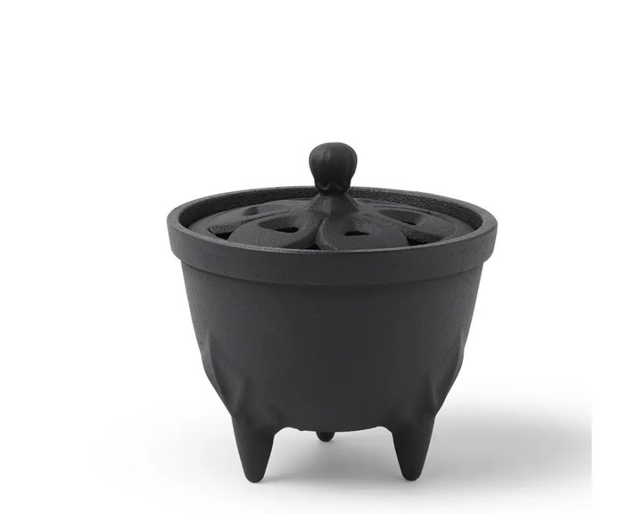 Home Miya Company | Incense Holder Cast Iron Black Flower Petal