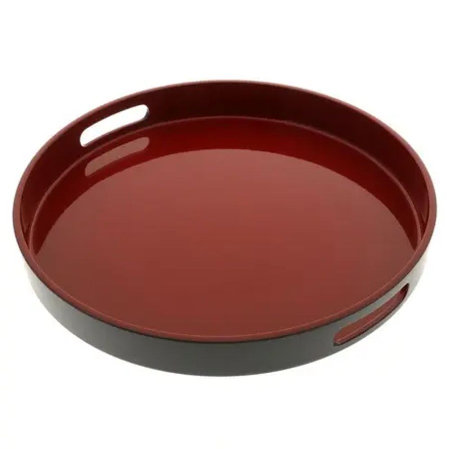 Kitchen Miya Company Trays | Tray Black/Red 13-1/2"