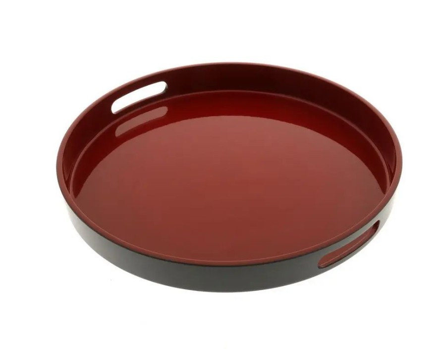 Kitchen Miya Company Trays | Tray Black/Red 13-1/2"