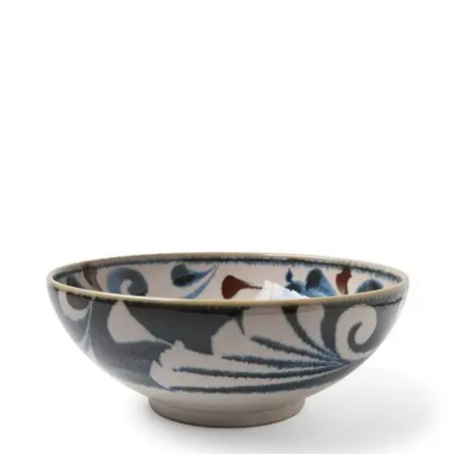 Tabletop Miya Company Shallow Bowls | Rustic Blue Vines 8.5" Shallow Bowl