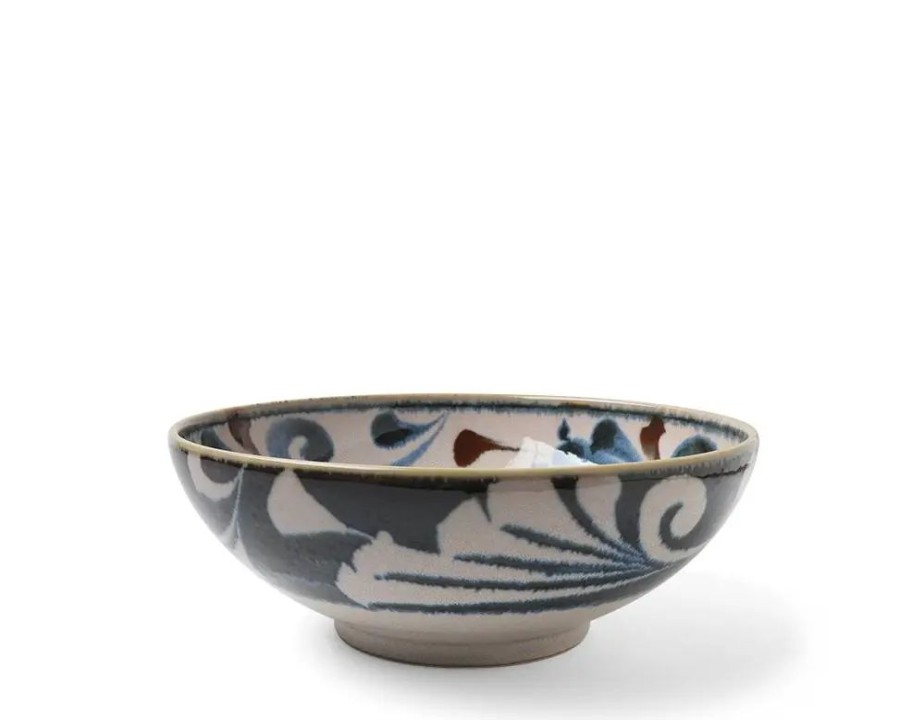 Tabletop Miya Company Shallow Bowls | Rustic Blue Vines 8.5" Shallow Bowl