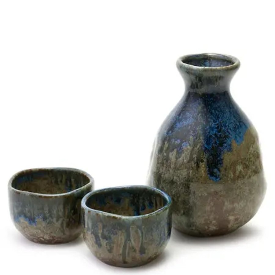 Tabletop Miya Company Sake Sets | Brown & Blue Glaze Sake Set