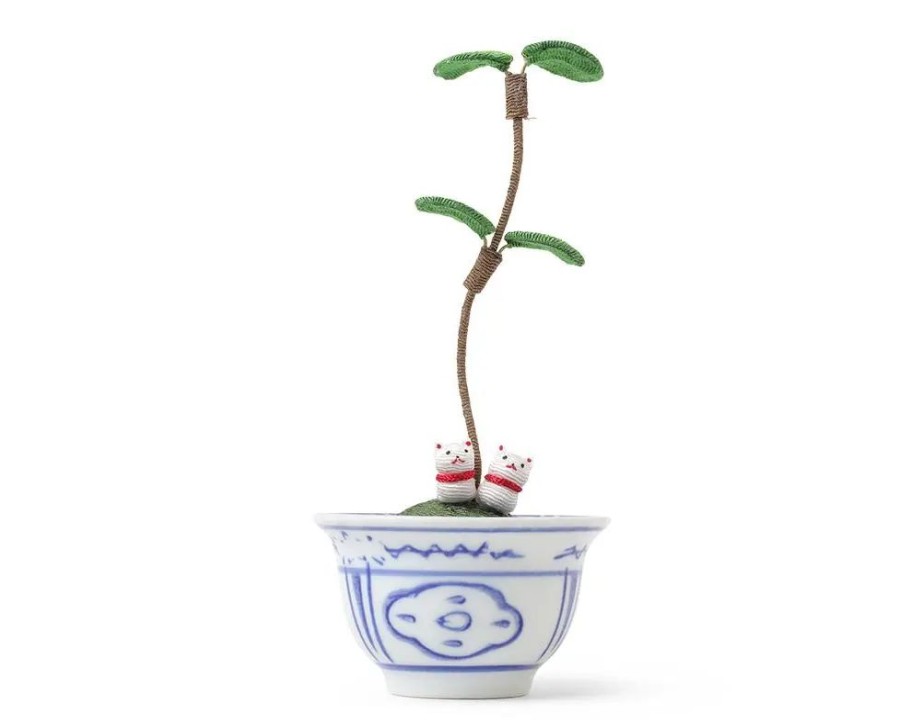 Whimsy Miya Company Figurines | Figurine Potted Plant Fortune Cats