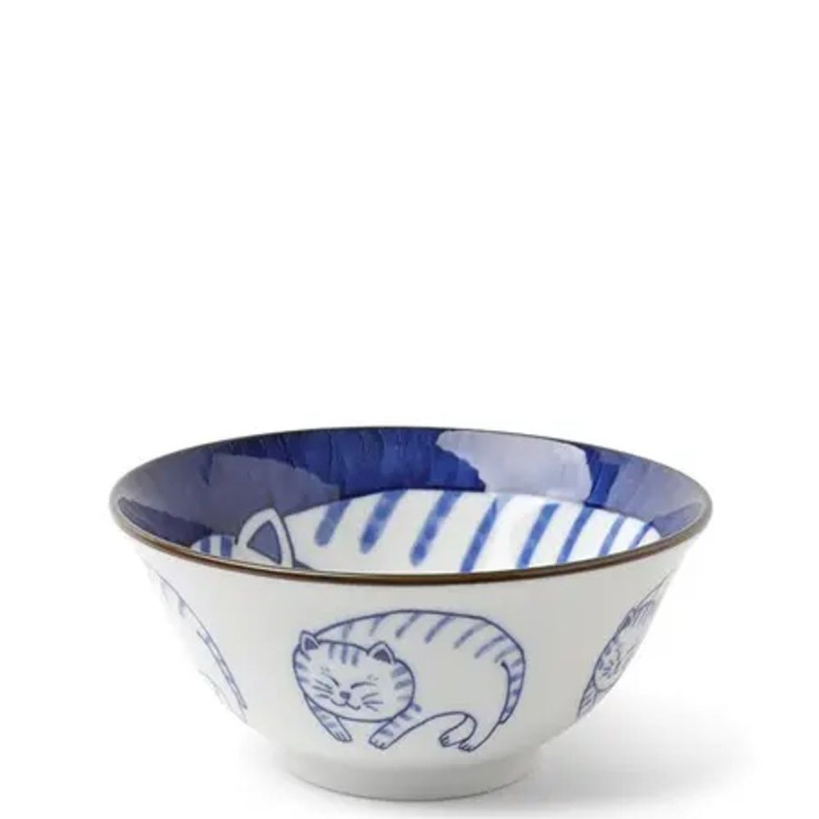 Whimsy Miya Company Bowls | Blue & White Cat 5-3/4" Bowl