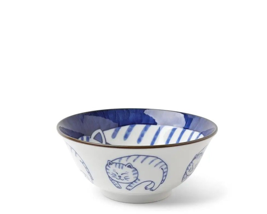 Whimsy Miya Company Bowls | Blue & White Cat 5-3/4" Bowl