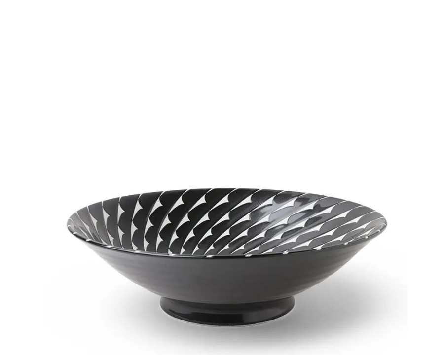 Tabletop Miya Company Serving Bowls & Plates | Bowl Black Choctaw Swirl 10"
