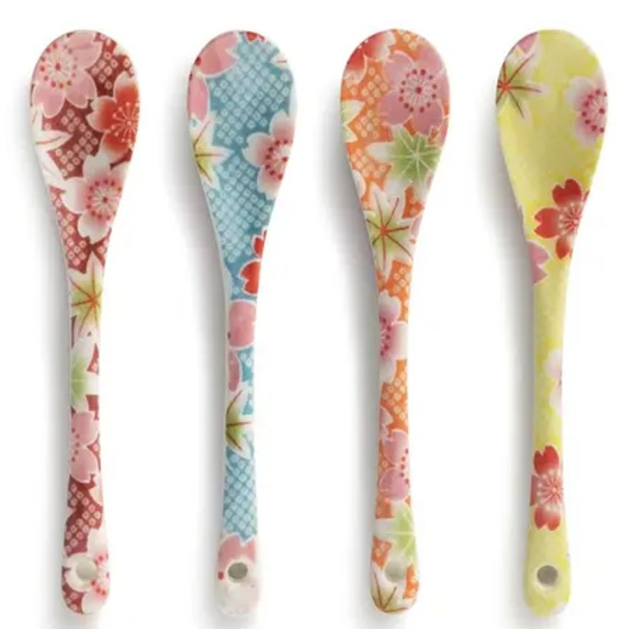 Tabletop Miya Company Other Utensils | Floral Print Dessert Spoon Set