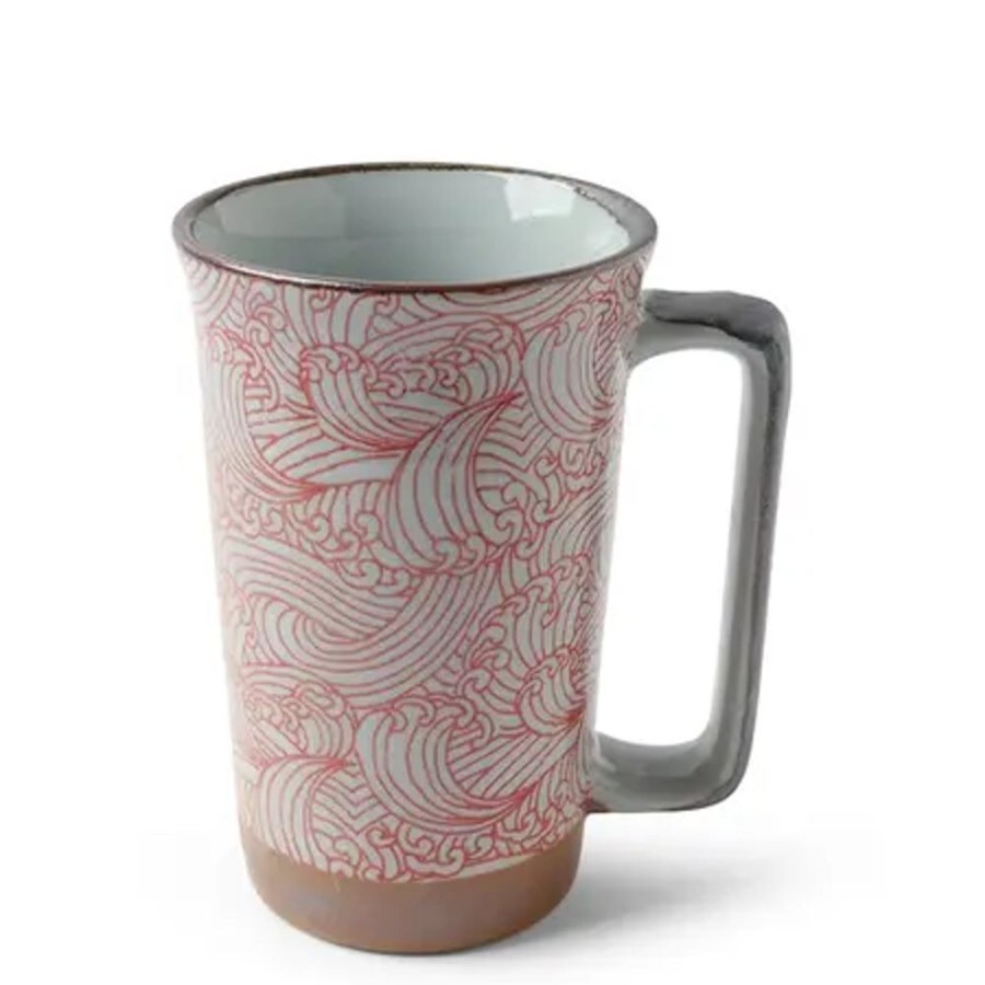 Tabletop Miya Company Mugs | Tall Mug Red Wave 12 Oz.