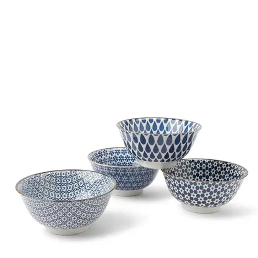 Tabletop Miya Company Bowl Sets | Blue & White 5.75" Bowl Set/4
