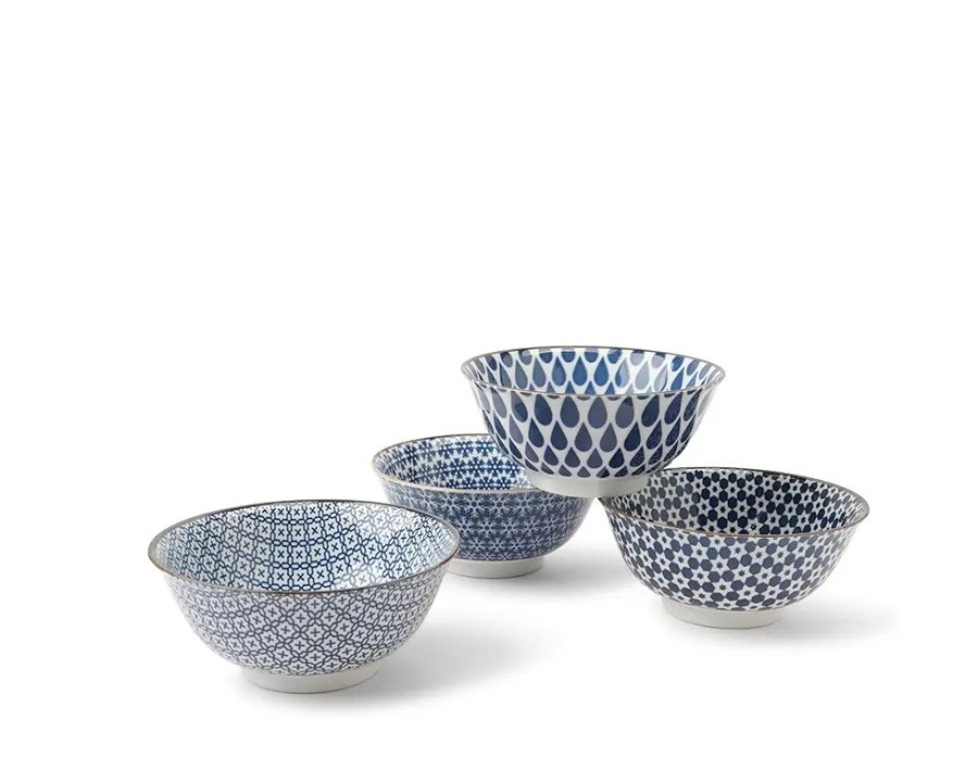 Tabletop Miya Company Bowl Sets | Blue & White 5.75" Bowl Set/4