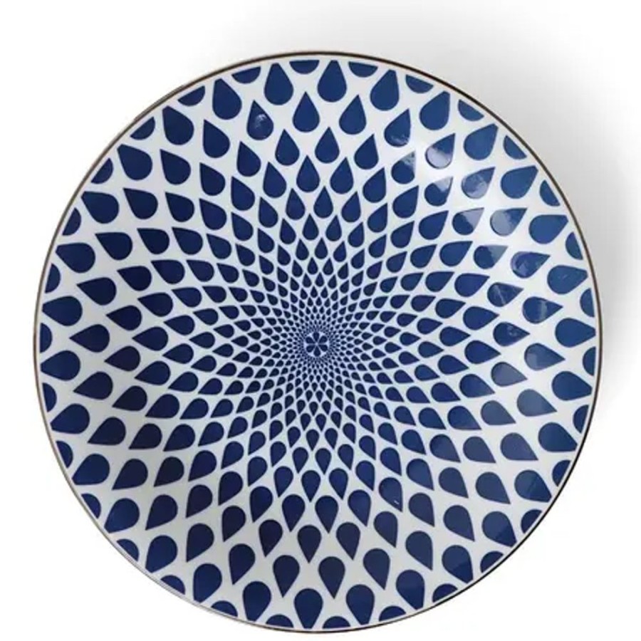 Tabletop Miya Company Large Plates | Blue & White Rain 11" Plate
