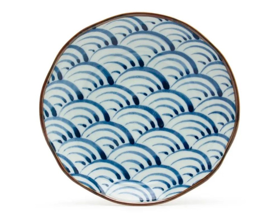 Tabletop Miya Company Large Plates | Saikai Nami Waves 9" Plate