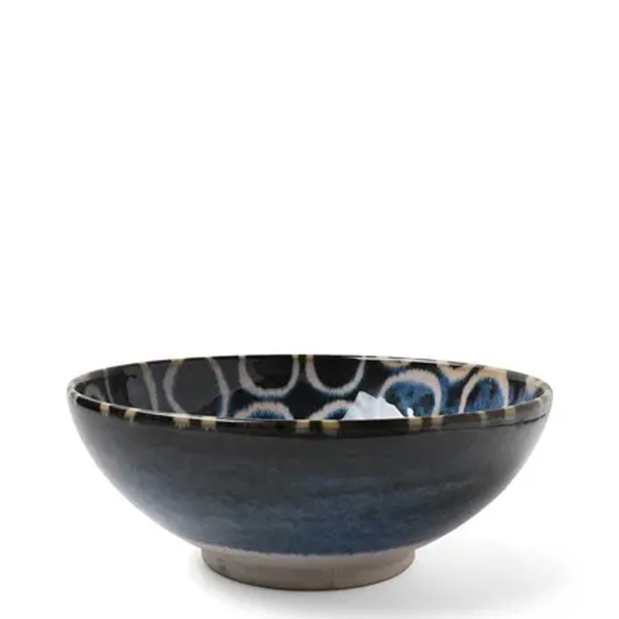 Tabletop Miya Company Shallow Bowls | Rustic White Circles 8.5" Shallow Bowl